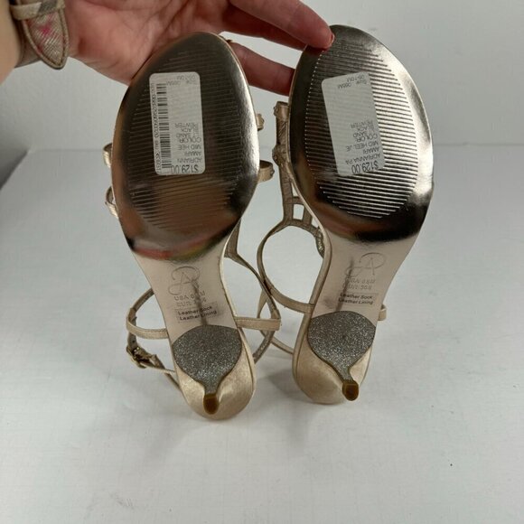 Adrianna Papell Amari Blush Rhinestone Strappy Pump Heel Satin Size 6.5M Formal - Picture 10 of 10